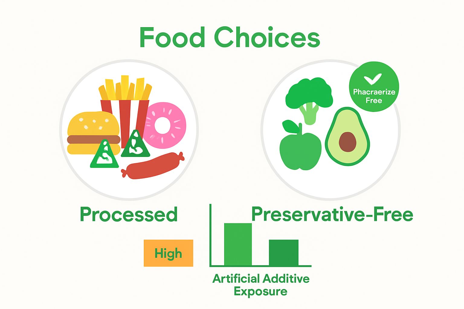 Comparison of processed versus preservative free foods