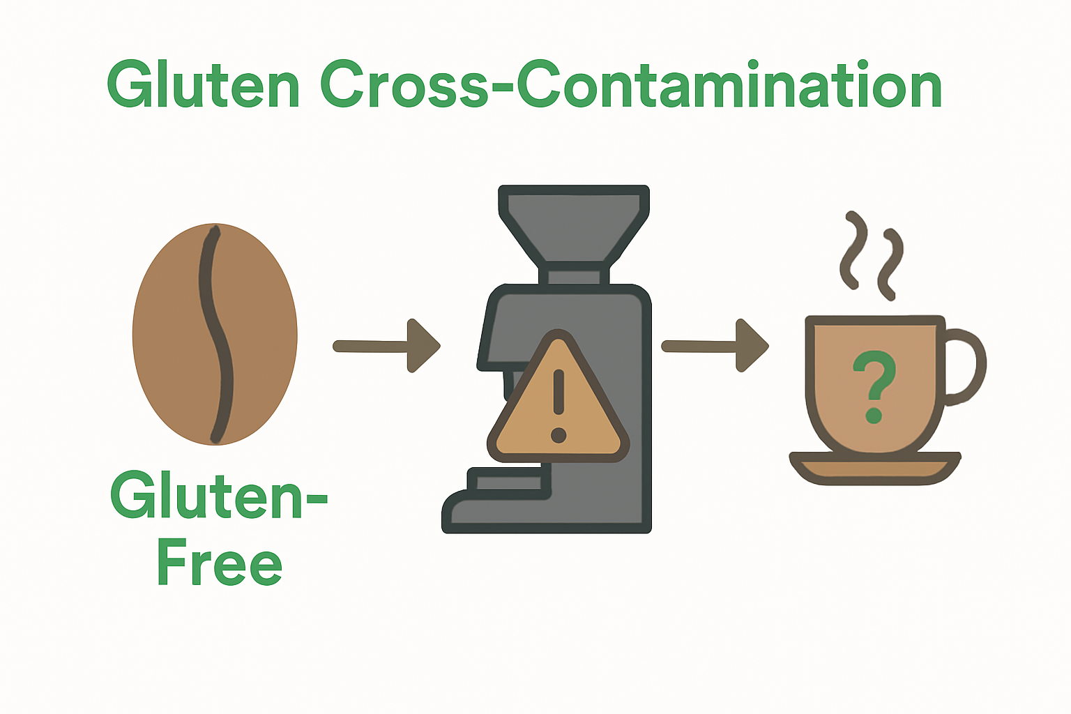 Infographic showing gluten risks in coffee preparation