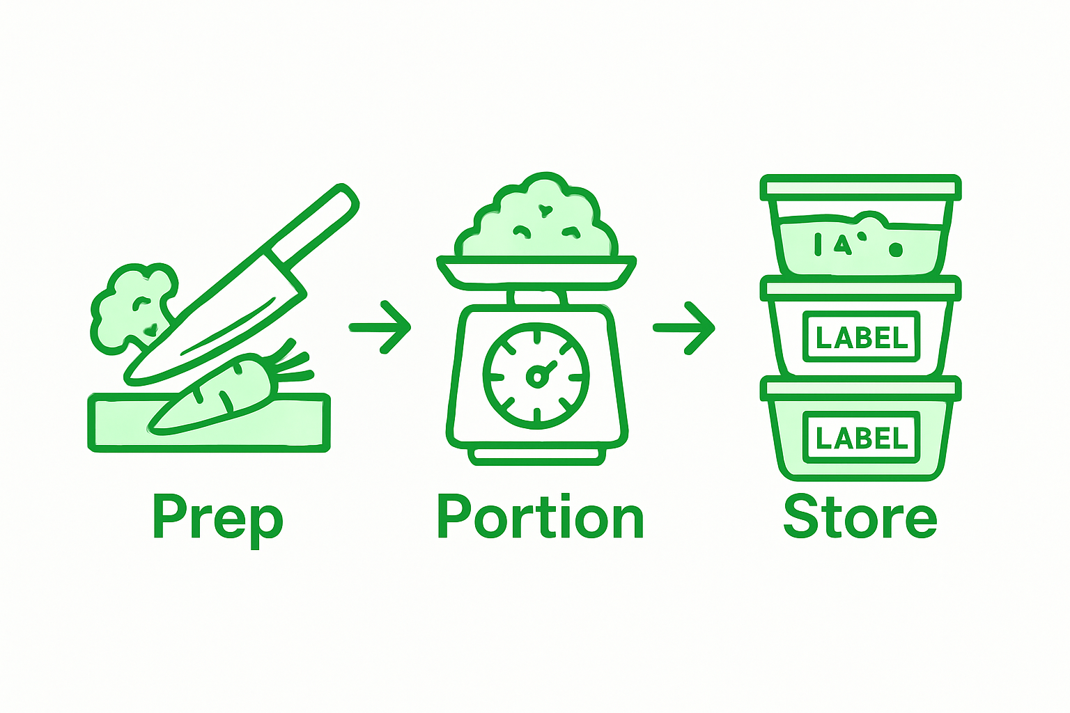 Infographic illustrating meal portioning steps