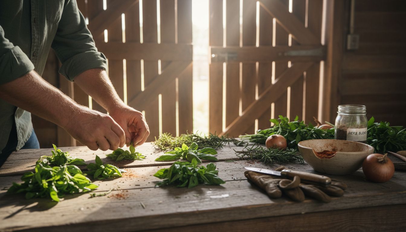 Sorting fresh herbs and spice ingredients