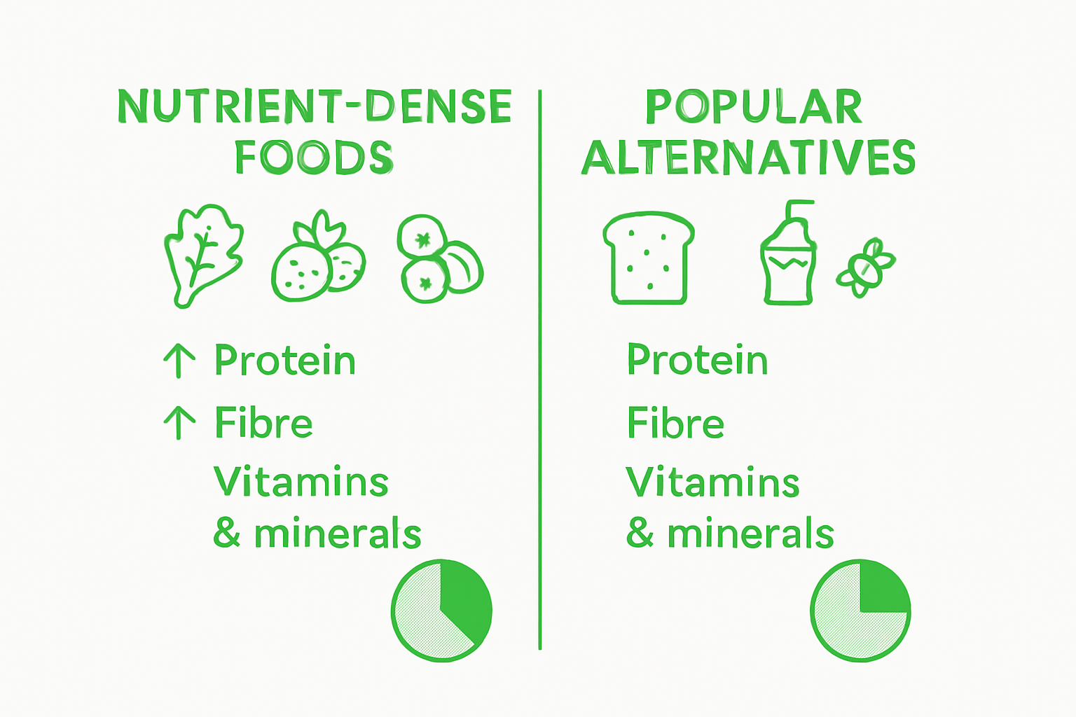 Infographic comparing nutrient-dense foods to alternatives