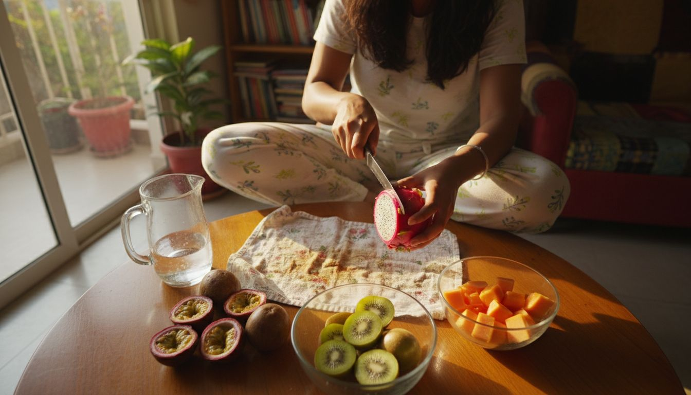 Preparing nutritious exotic fruits for breakfast
