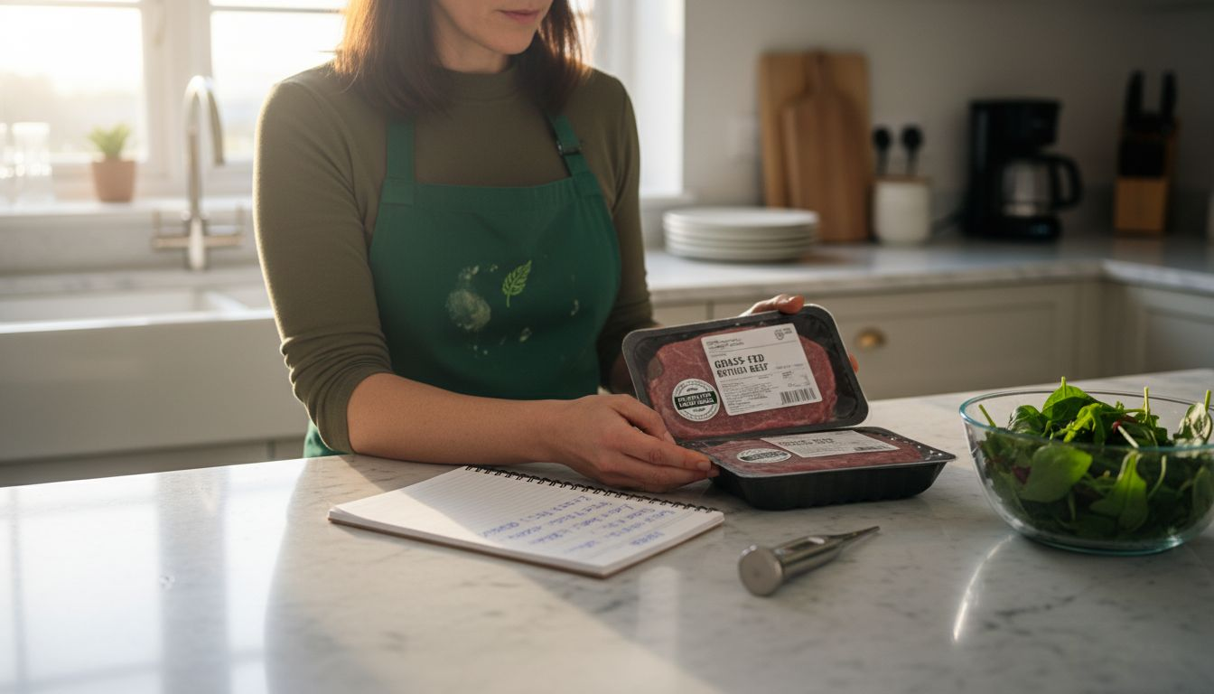 Nutritionist comparing grass-fed and grain-fed meat