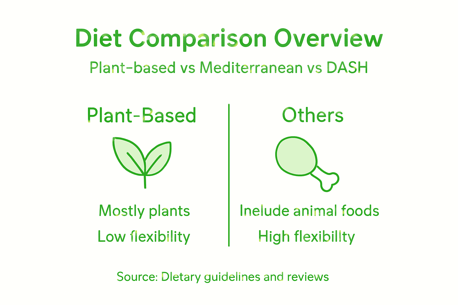 Infographic comparing diet types and key traits
