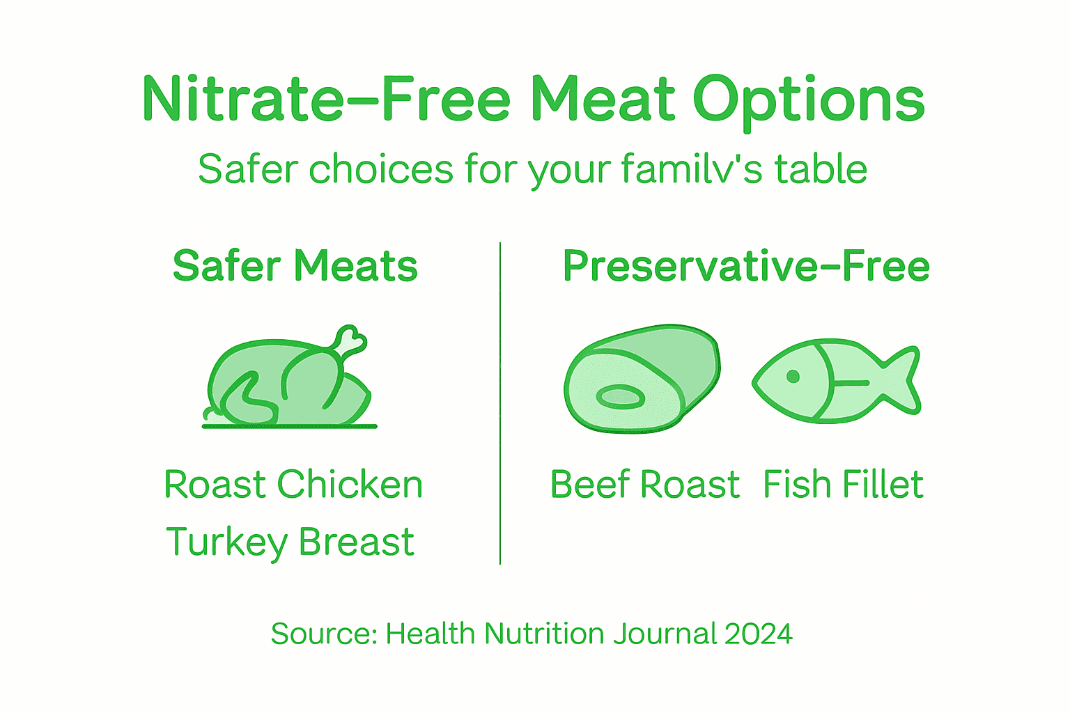 Infographic showing nitrate-free meat alternatives