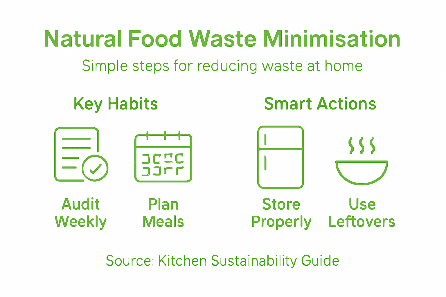 Infographic with main food waste reduction steps