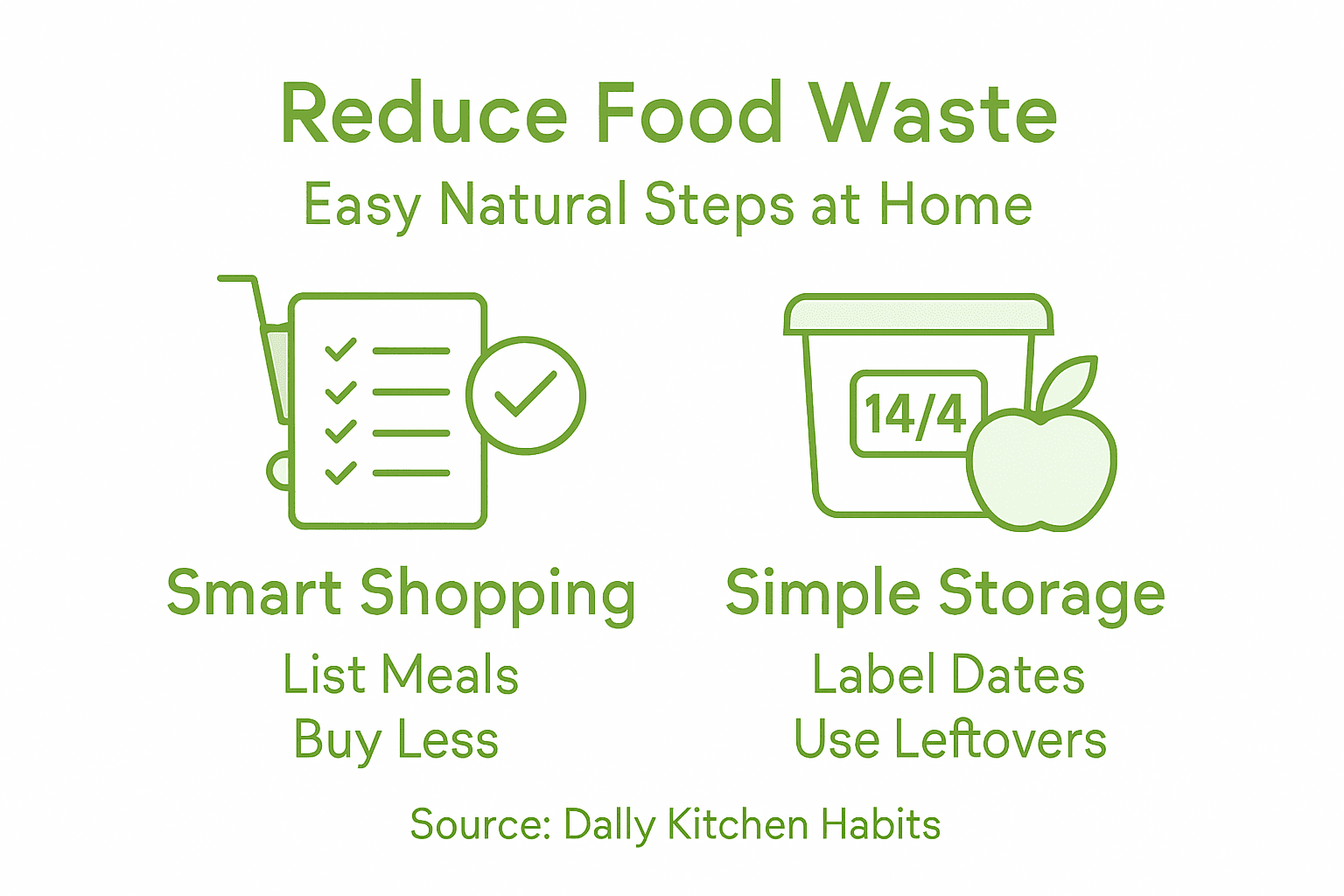 Infographic outlining simple food waste reduction steps