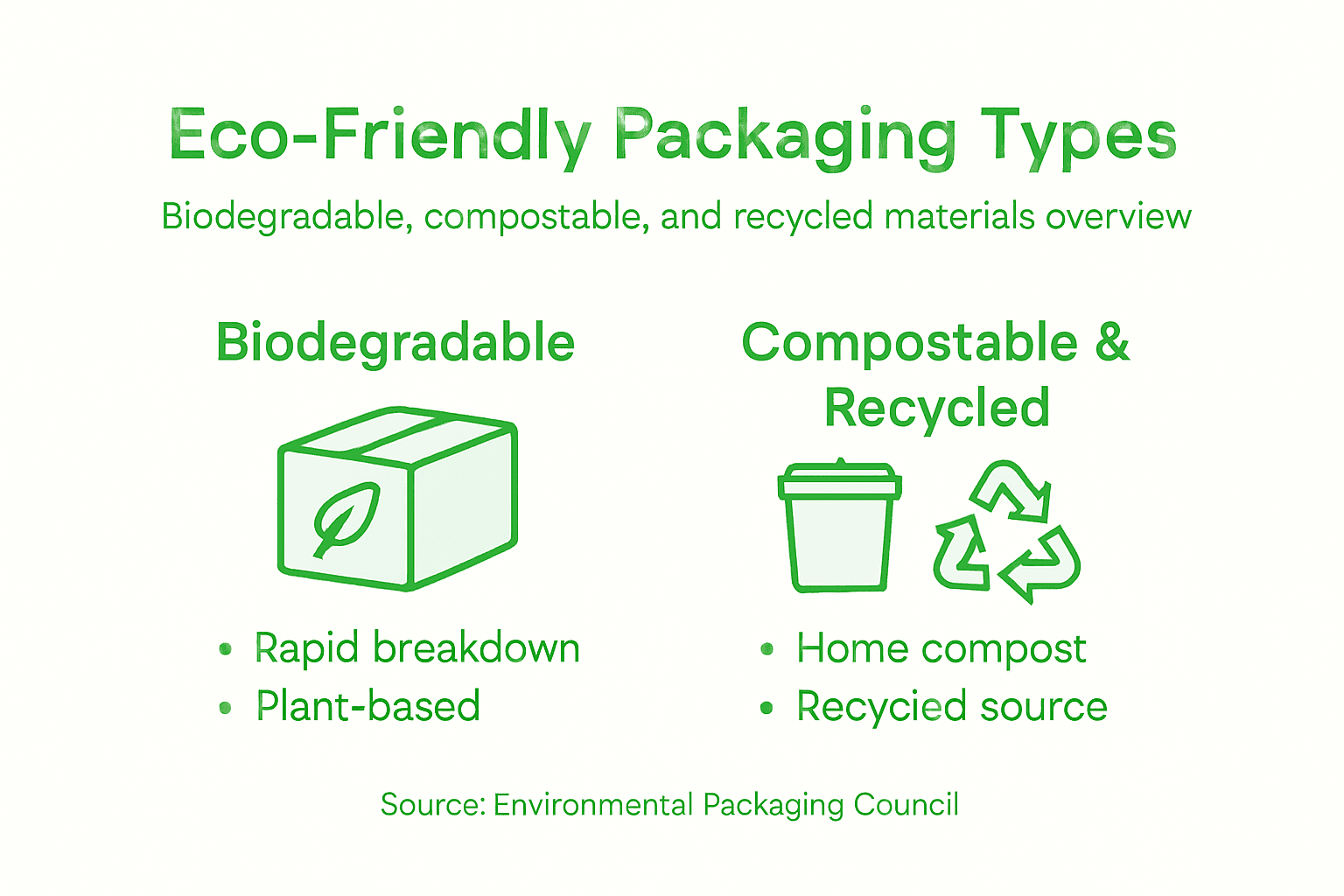 Infographic comparing packaging material types