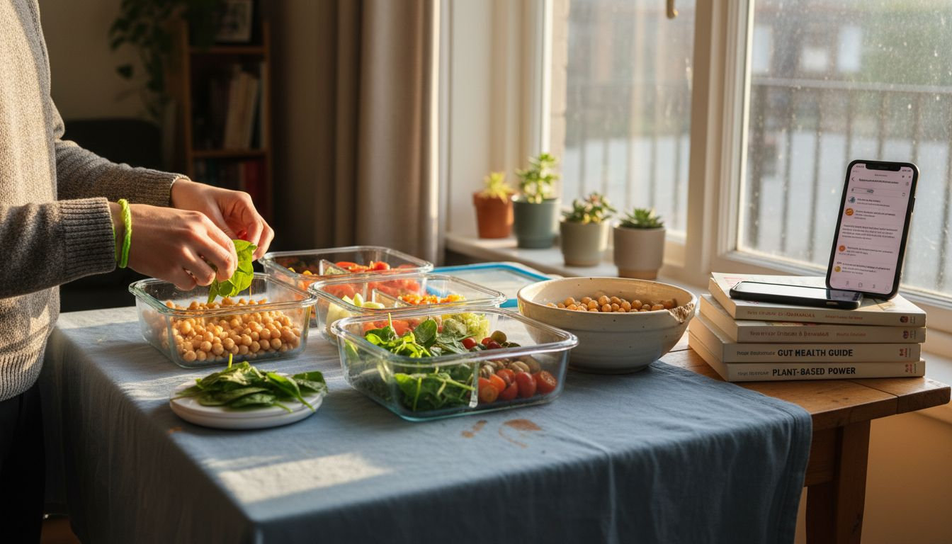 Sorts spinach and chickpeas for meal prep
