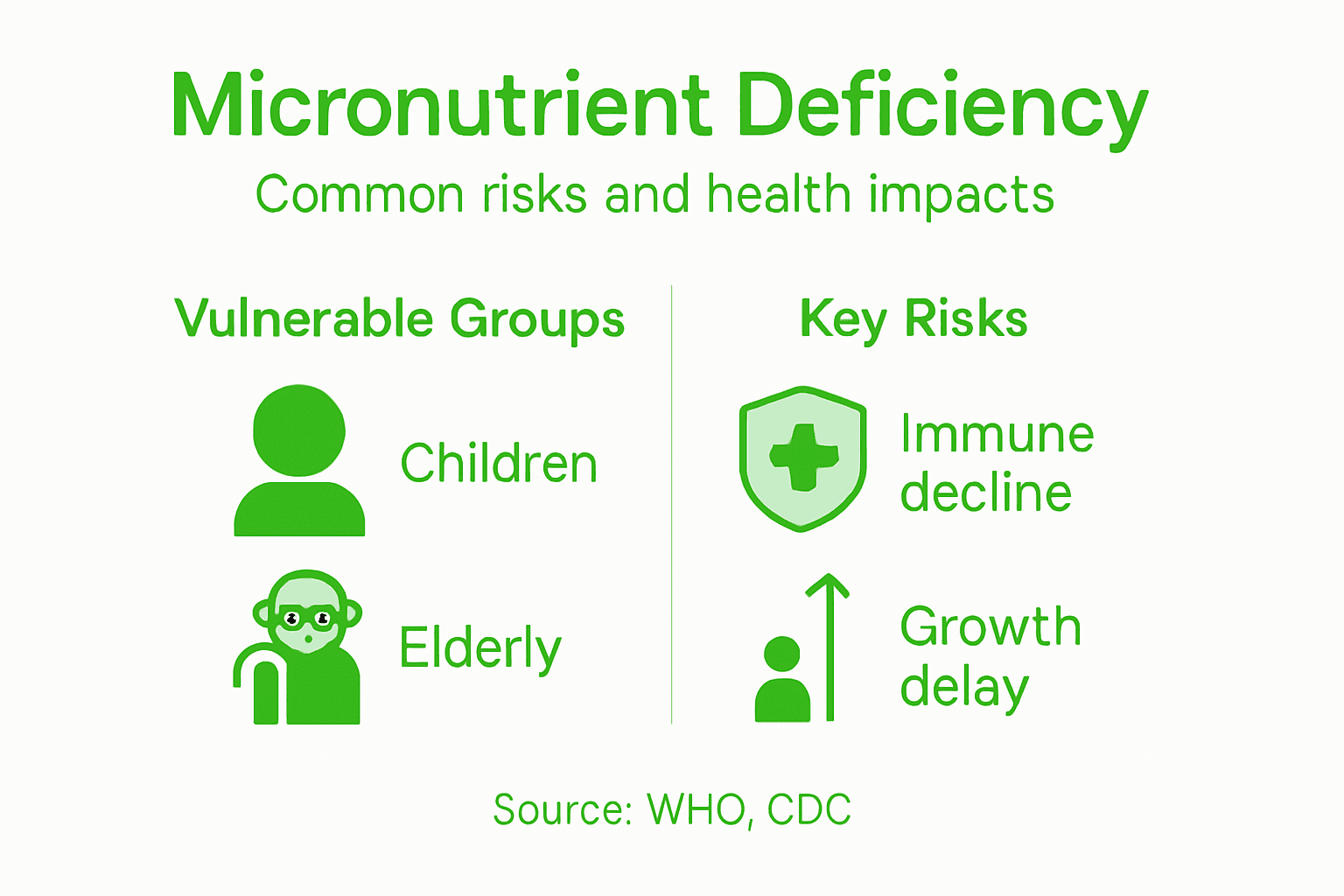 Infographic on micronutrient deficiency risks and impacts