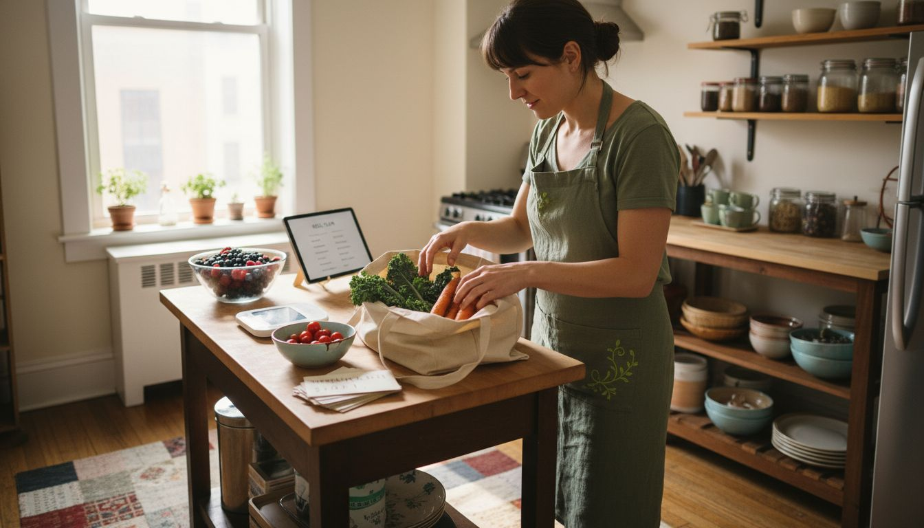 Selecting organic foods in daily routine