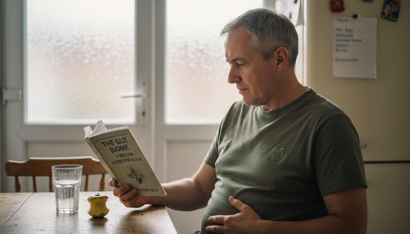 Man recognizing hunger signals at kitchen
