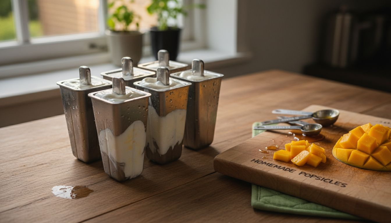Creamy healthy popsicle molds and ingredients