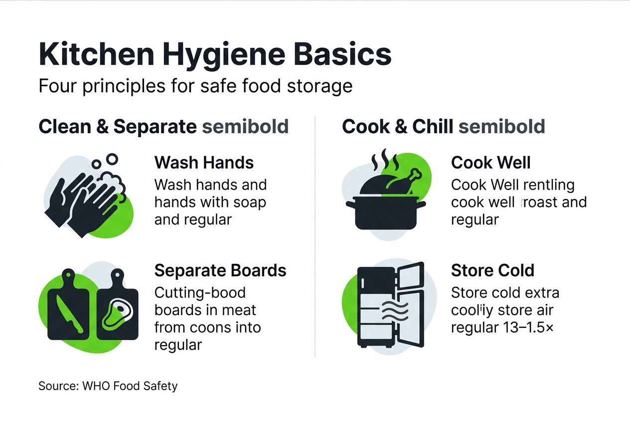 Infographic with core kitchen hygiene principles