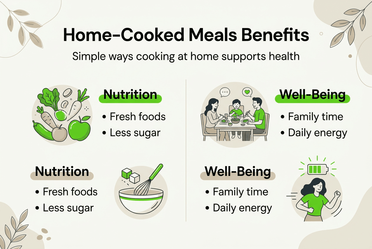Infographic showing health benefits of home-cooked meals
