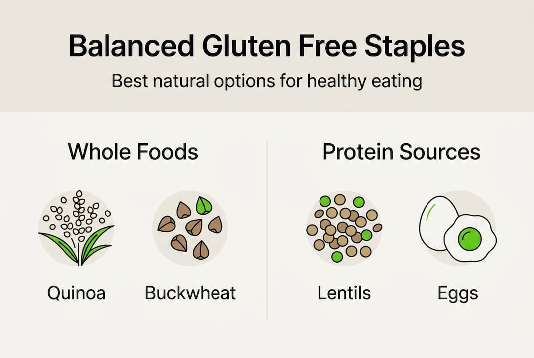 Infographic overview of balanced gluten free foods