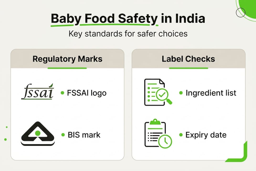 Infographic on baby food safety marks and labels