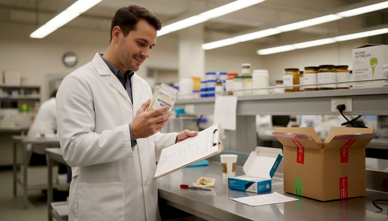 Lab technician testing nutritional yeast for gluten