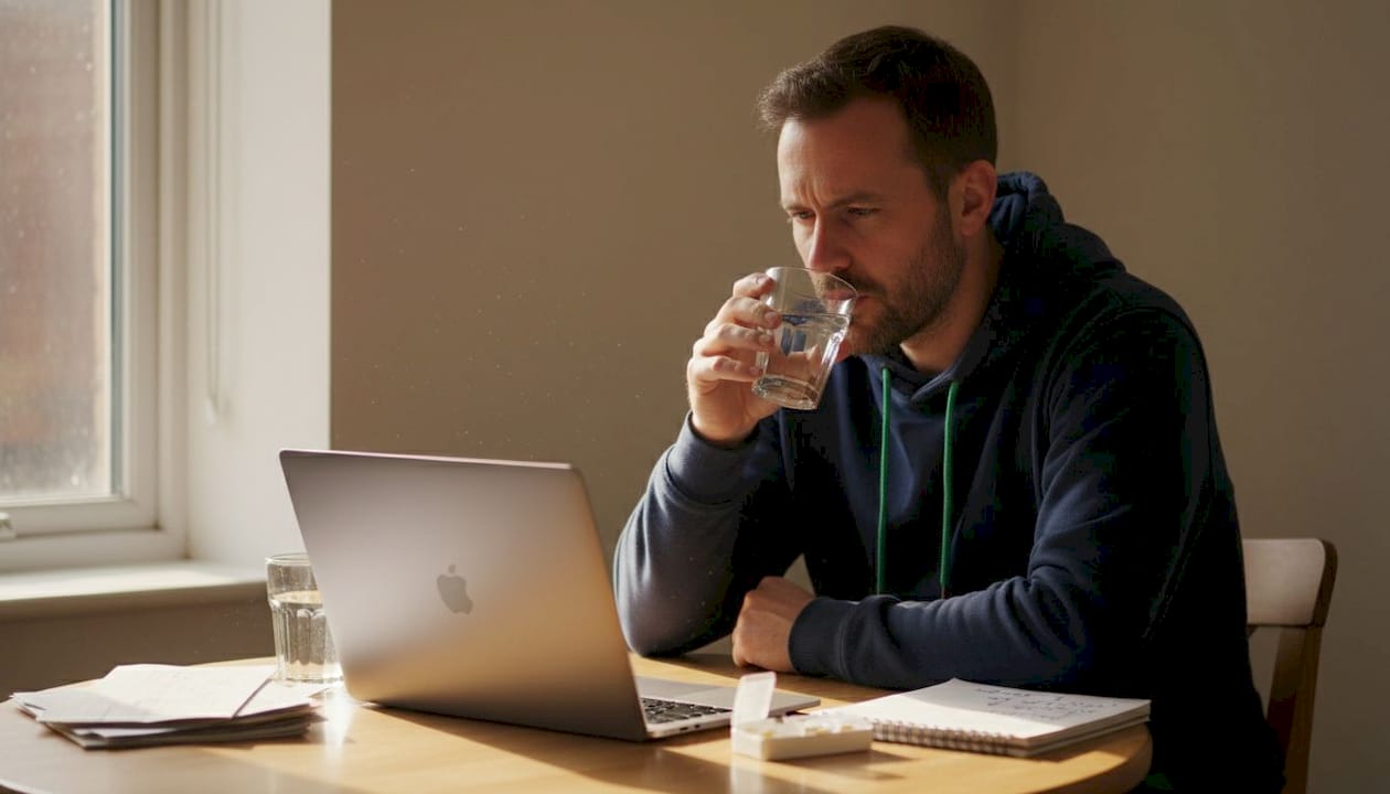 Man researches nutrition and supplements online