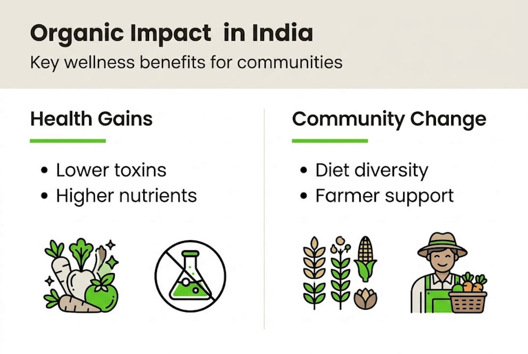 Infographic of organic wellness benefits in India