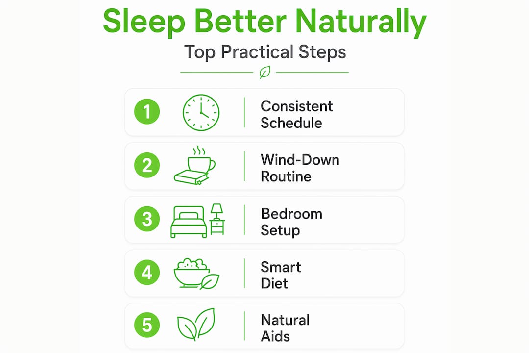 Infographic showing sleep improvement steps