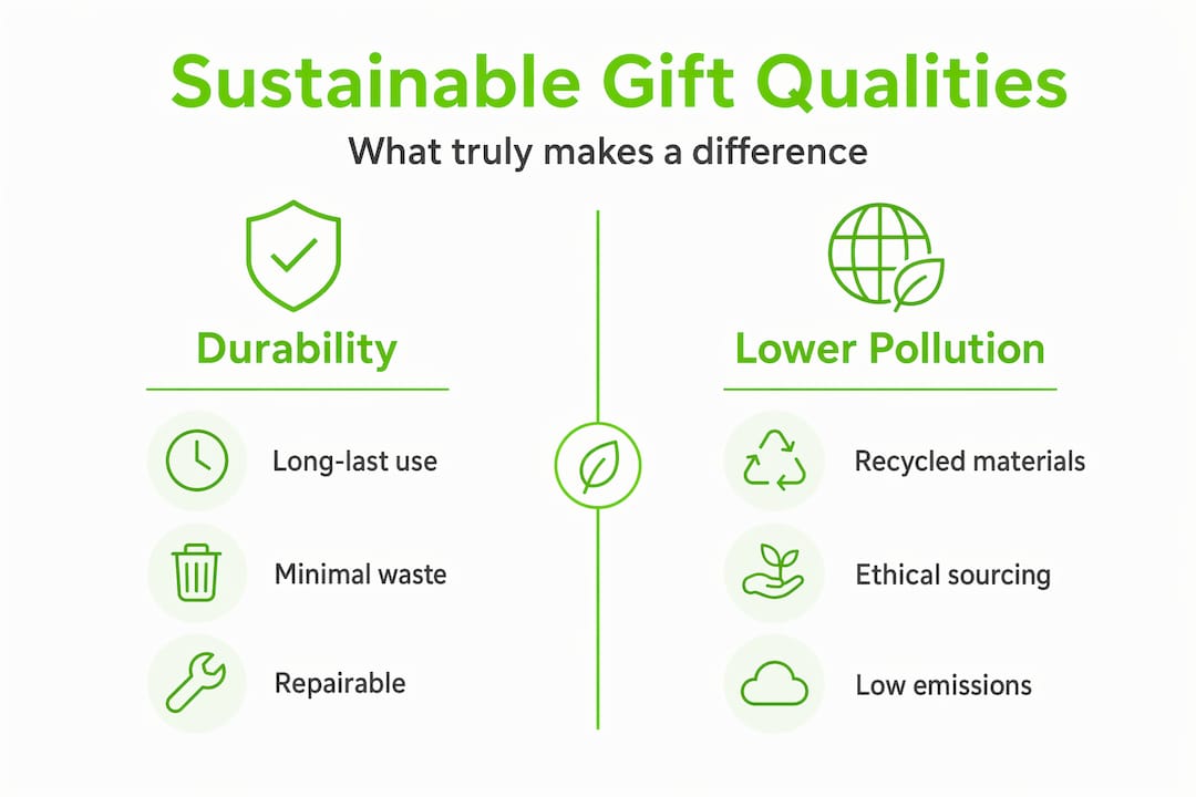 Infographic comparing qualities of sustainable gifts