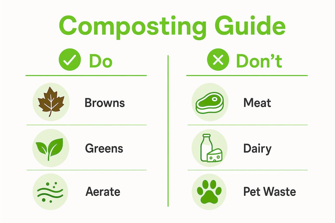 Infographic illustrating composting do's and don'ts