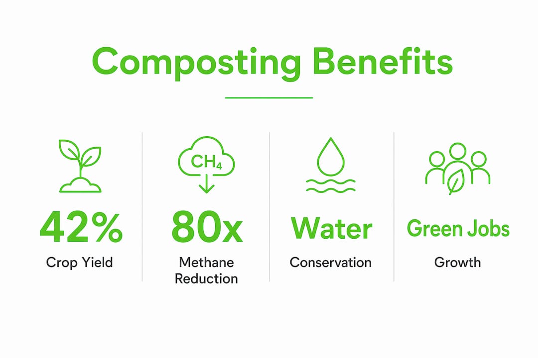 Infographic showing key composting benefits and statistics