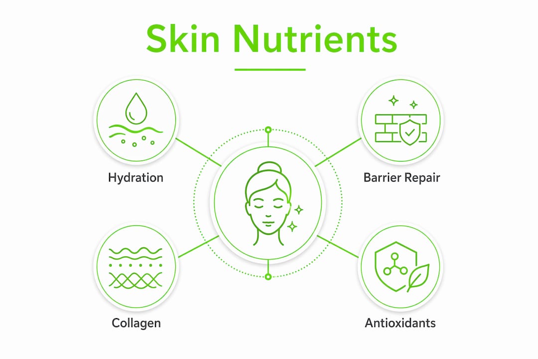 Infographic of key nutrients supporting skin health