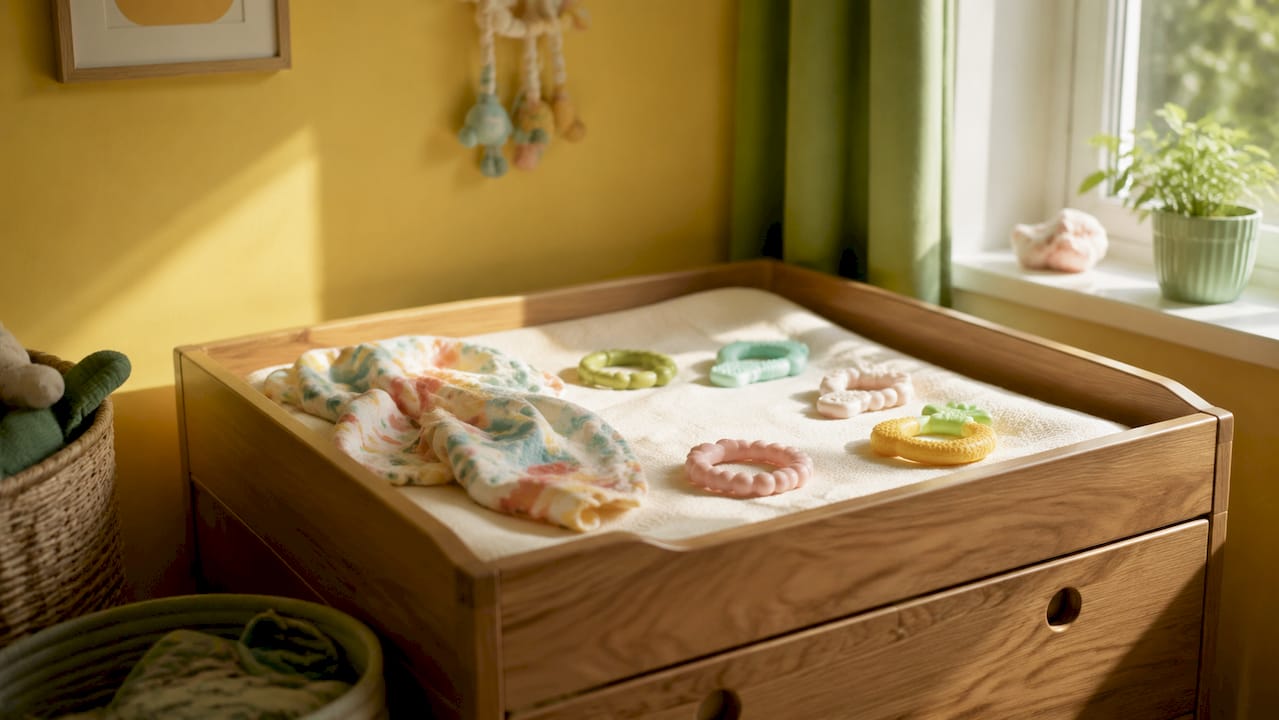 Chilled silicone teethers and damp flannel cloth