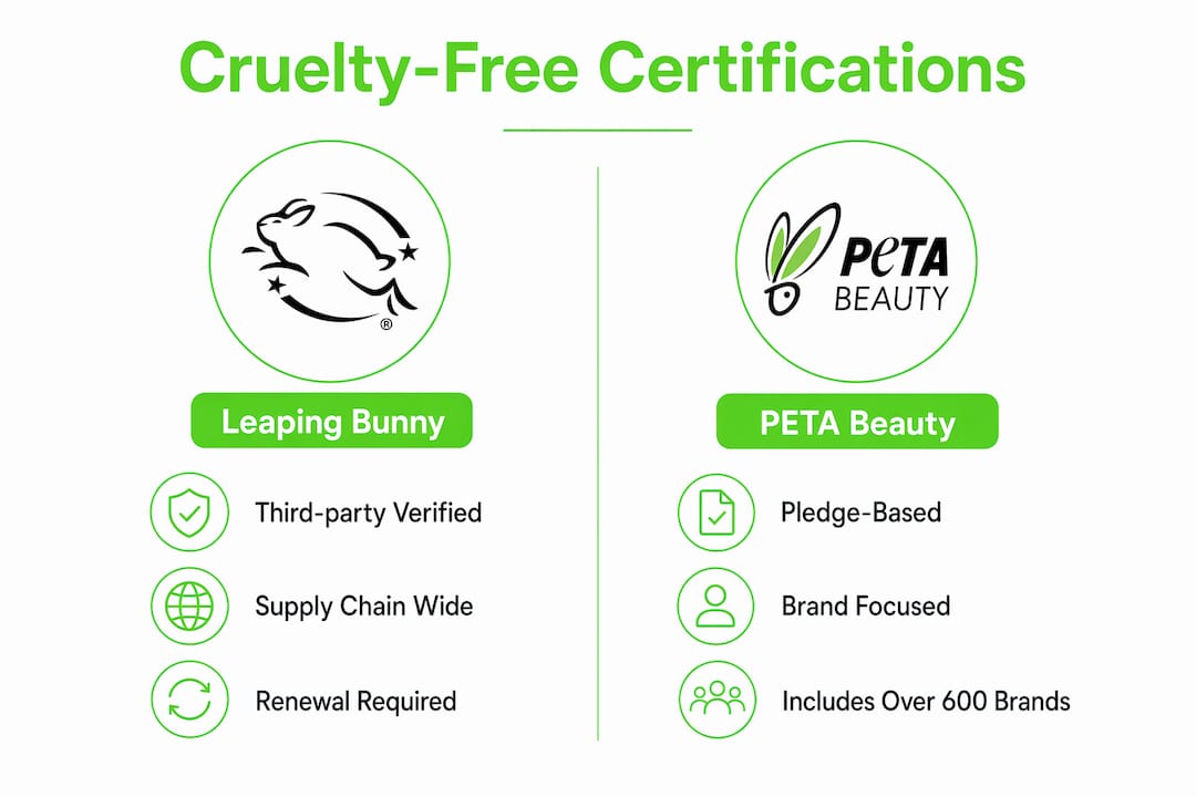 Comparison of Leaping Bunny and PETA cruelty-free certifications