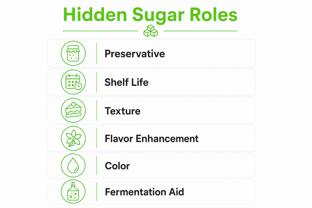 Infographic showing functional roles of hidden sugars