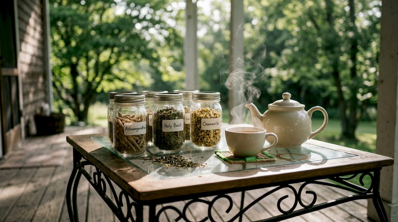 Herbal supplements and tea for stress relief