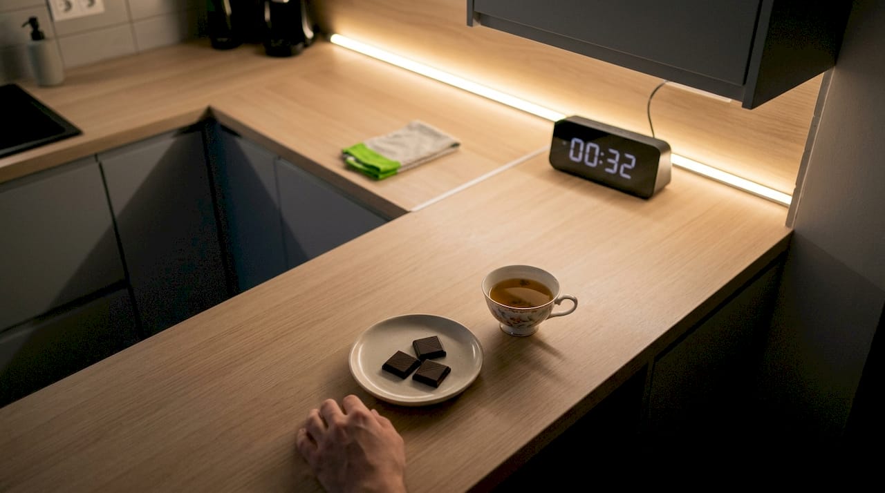 Nighttime snack on bedside table