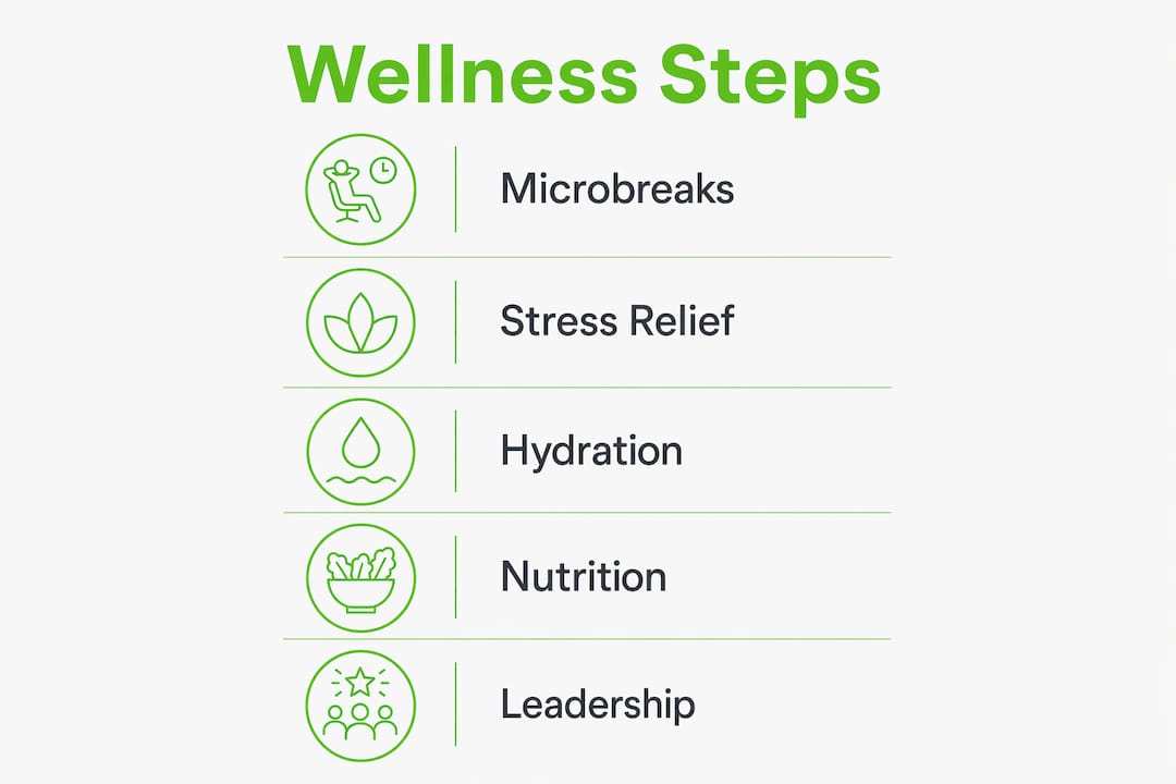 Infographic showing five key workplace wellness steps