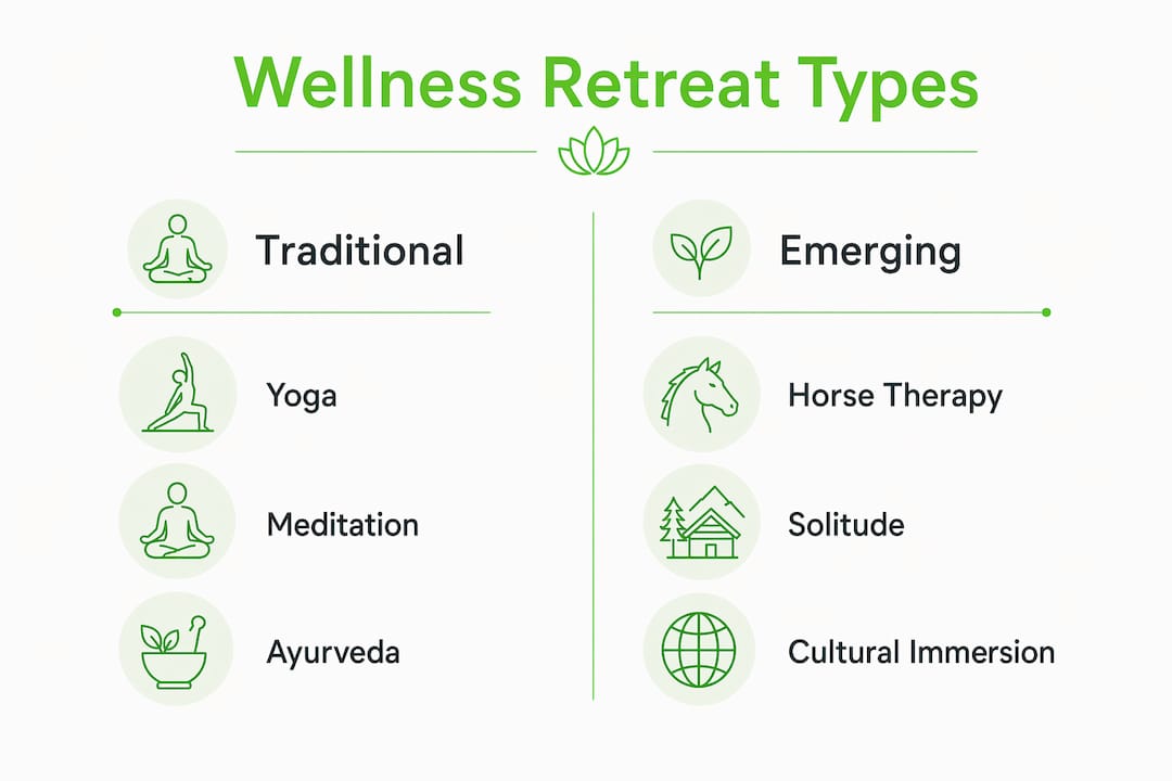 Infographic comparing traditional and emerging wellness retreats