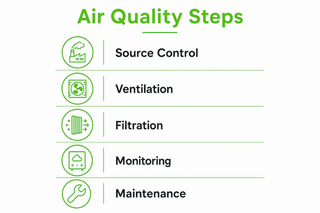 Infographic showing hierarchy of steps to improve indoor air quality
