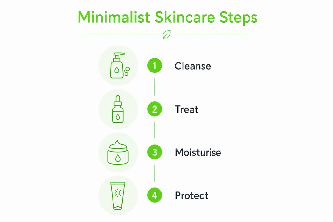 Infographic displaying four minimalist skincare steps