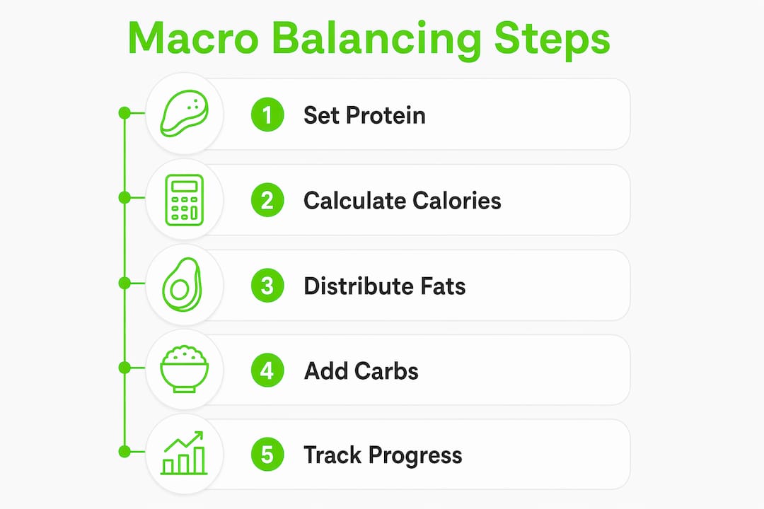 Infographic showing macro balancing steps