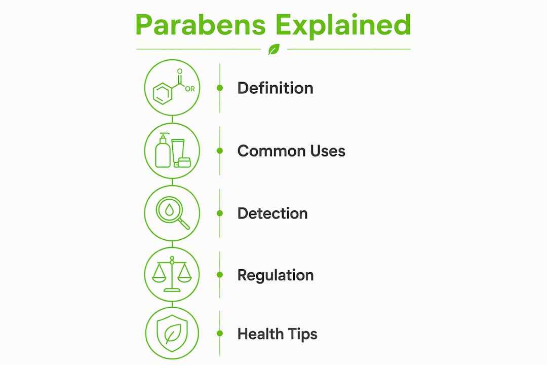 Infographic showing key points about parabens
