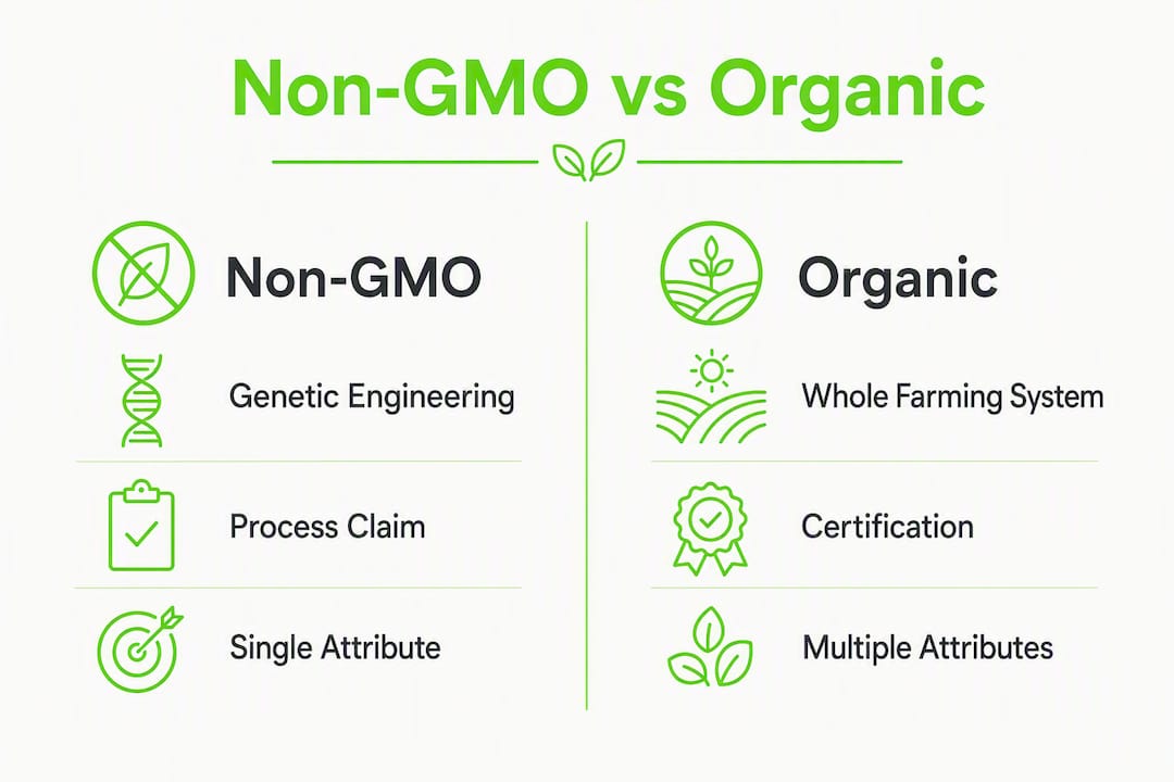 Infographic comparing non-GMO and organic food labels