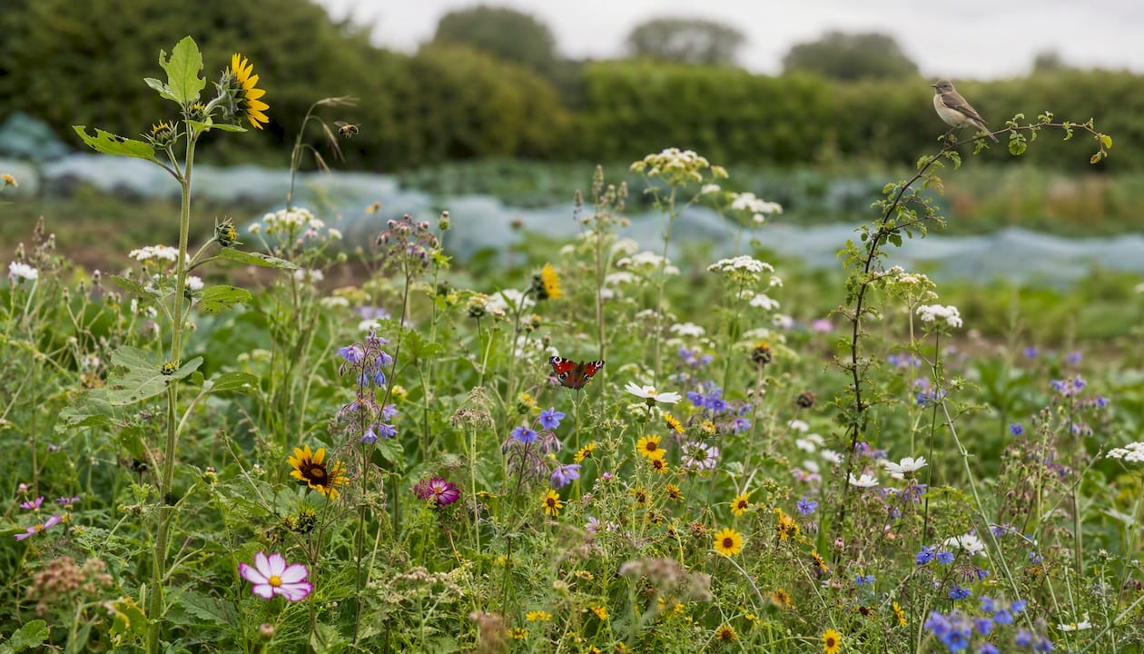Wildflowers and pollinators in organic farm