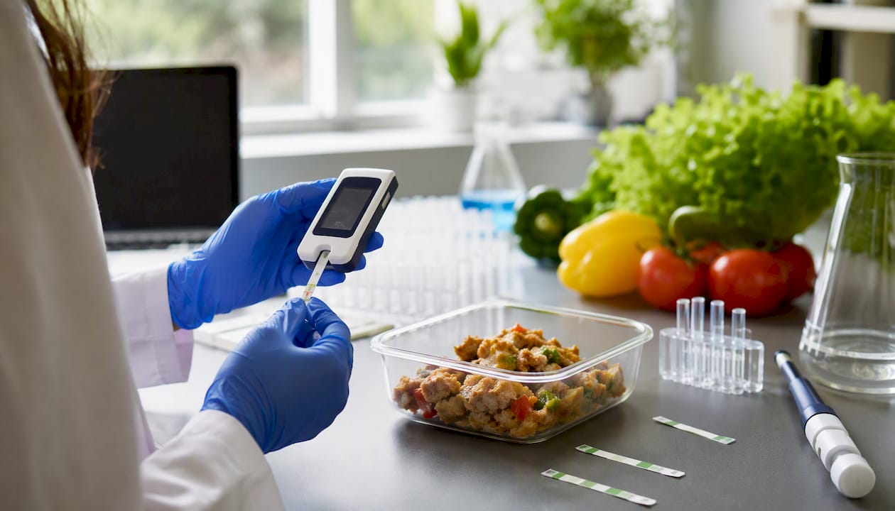 Hands performing gluten testing in lab