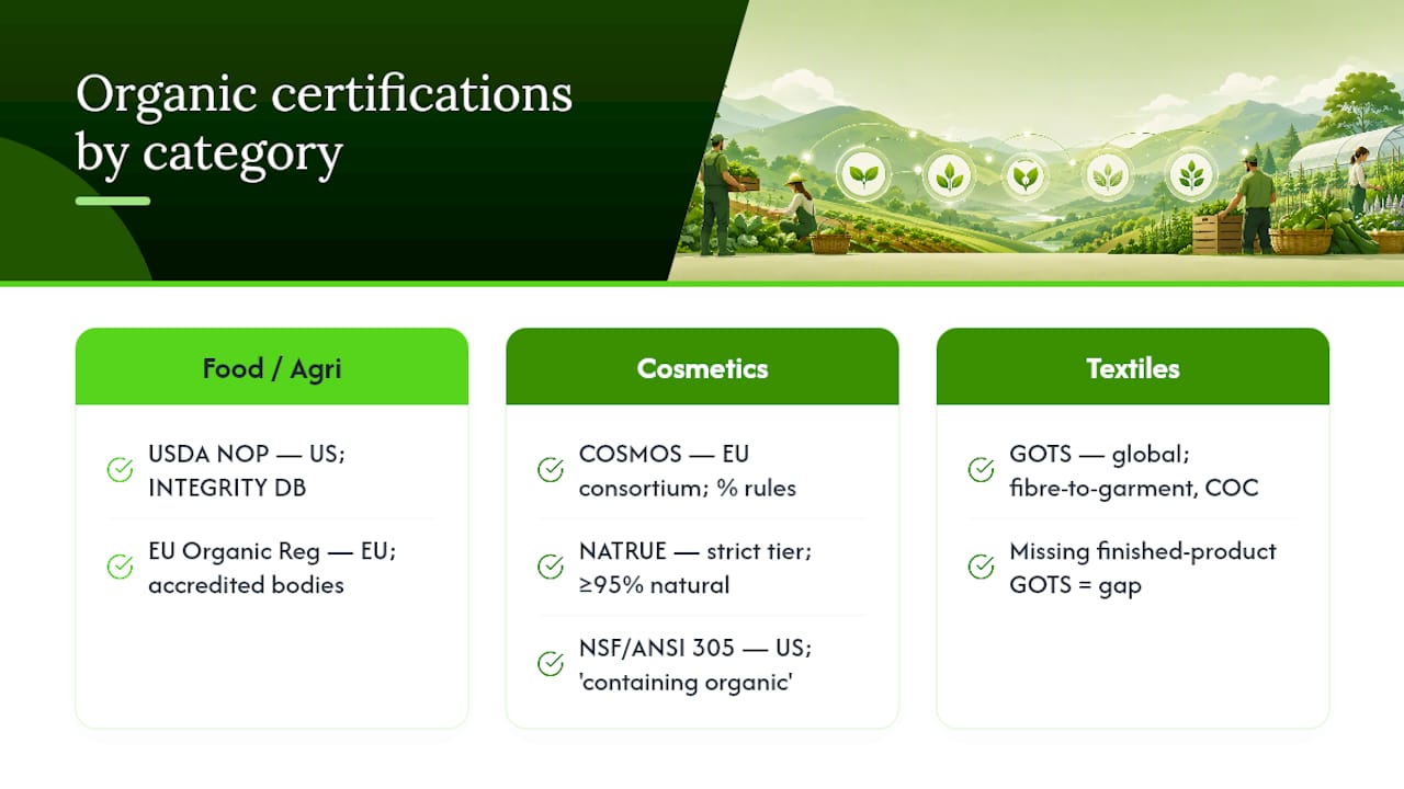 Diagram comparing international organic certifications