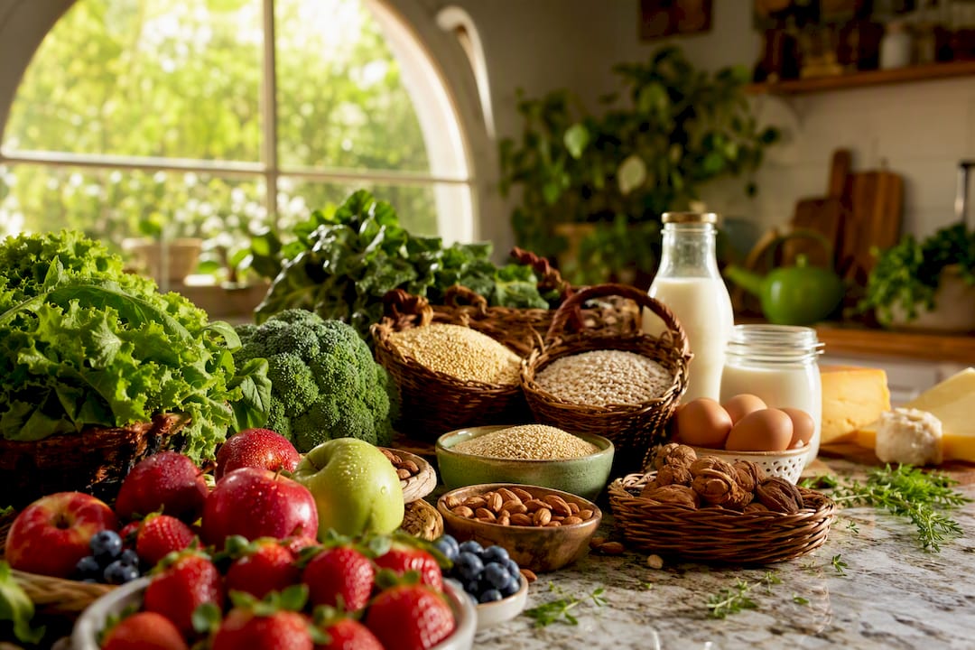 Display of fresh naturally gluten free foods
