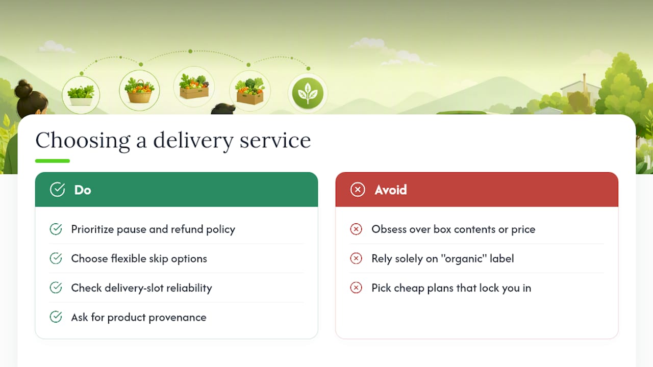 What actually matters when choosing a vegetable delivery service — overview diagram