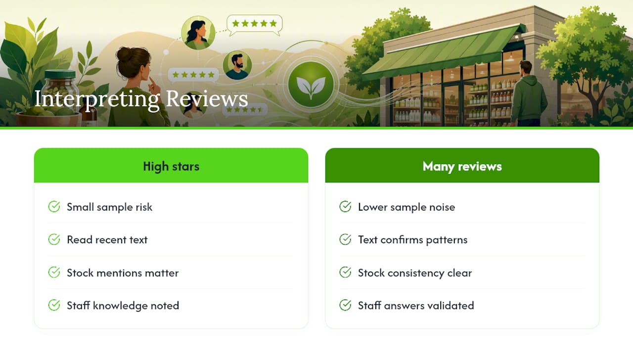 Diagram on interpreting health food store customer reviews