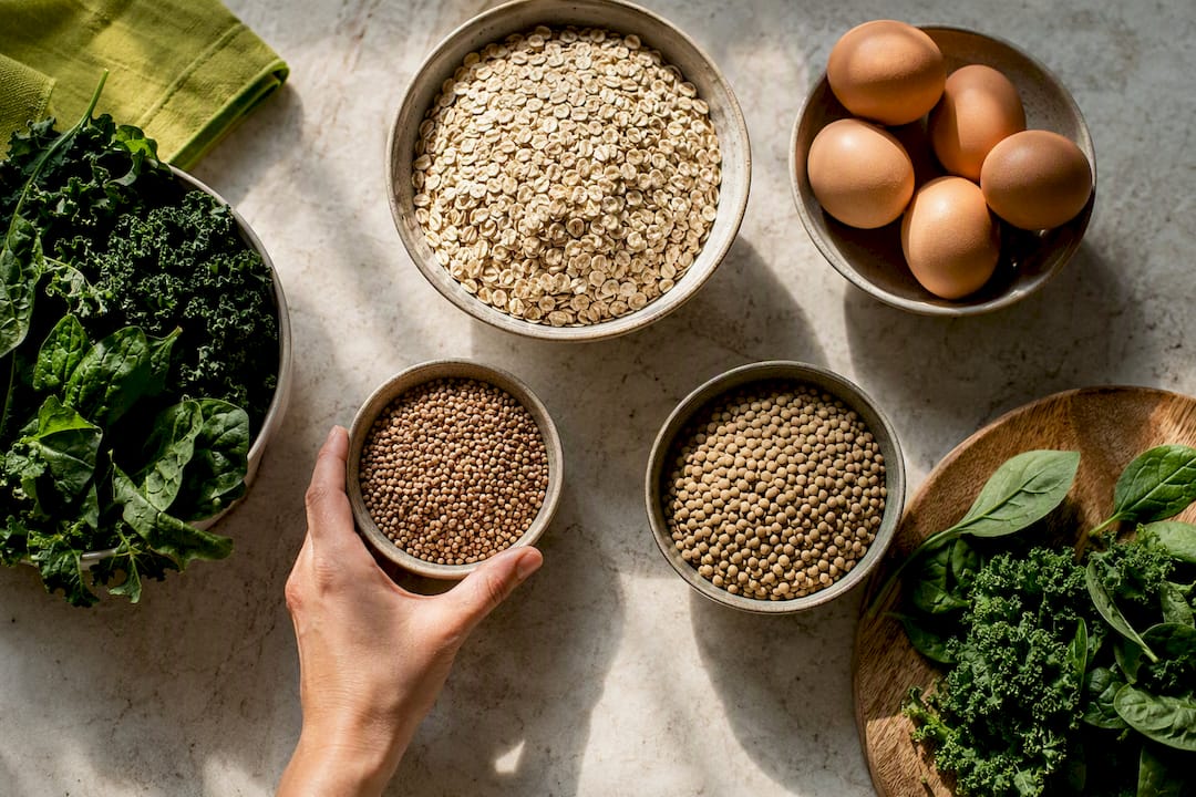 Naturally gluten-free foods arranged for cooking