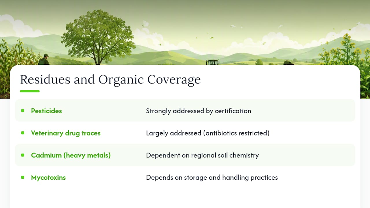 Organic certification and residue risk comparison