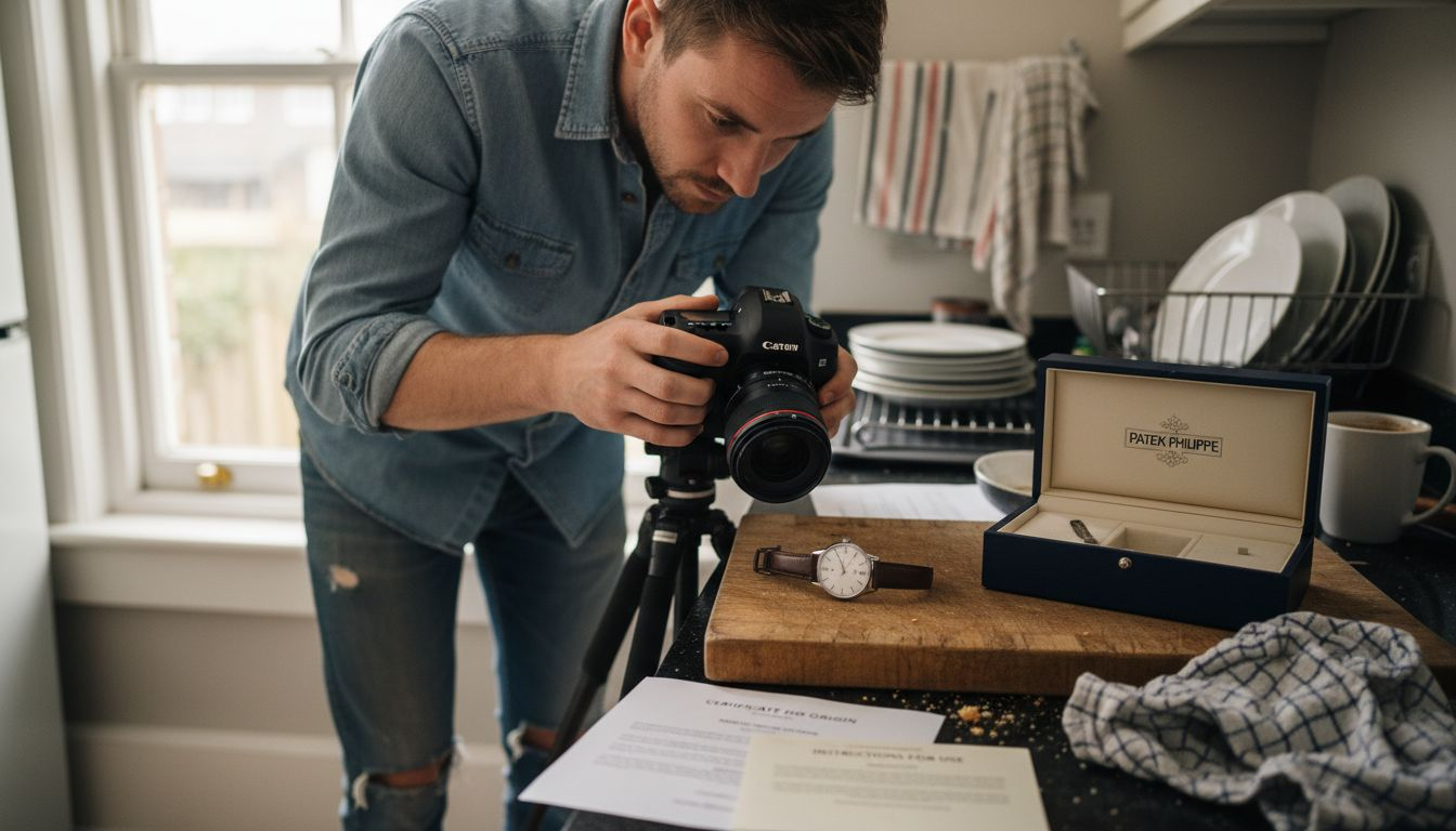 Preparing watch listing with detailed photos